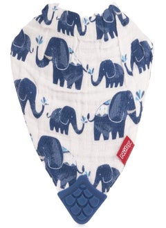 Nuby Nuby Reversible 100% Natural Cotton Muslin 3 Piece Teething Bib, Grey/Red/Blue, Arrows/Red Stripes/Elephants  - Image 4