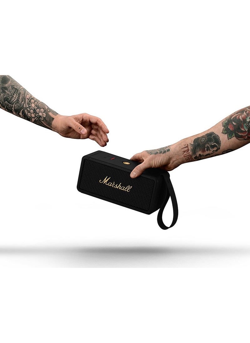 Marshall - Marshall Middleton Portable Bluetooth Speaker, Black and Brass - Image 1
