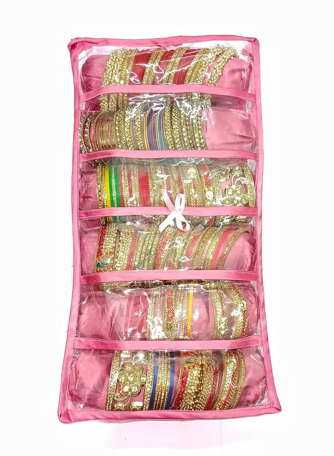 SNA Organize Your Bangles in Style Six Roll Bangle Case Bangle Box Vanity Box (Pink) - Image 1