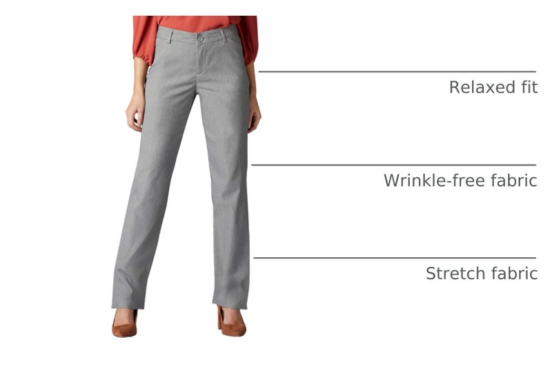 LEE Wrinkle Free Relaxed Fit Straight Leg Pant, 4 Long, Ash Heather - Image 2