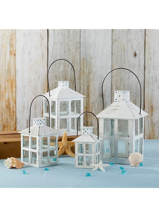 كايت آسبن حامل شموع ريفي عتيق أبيض اللون، فانوس زخرفي مقاس 6 بوصات، قطعة مركزية لديكور الزفاف، ديكور مزرعة، رف ديكور - Image 3