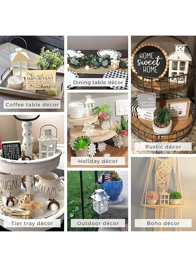 كايت آسبن حامل شموع ريفي عتيق أبيض اللون، فانوس زخرفي مقاس 6 بوصات، قطعة مركزية لديكور الزفاف، ديكور مزرعة، رف ديكور - Image 5