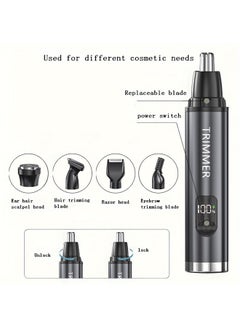 MAANGE Nose Hair Trimmer, 5-in-1 Shaving Machine, Rechargeable Hair Cutting Machine with LCD Display (Gray)  - Image 3