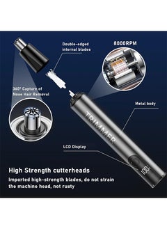 MAANGE Nose Hair Trimmer, 5-in-1 Shaving Machine, Rechargeable Hair Cutting Machine with LCD Display (Gray)  - Image 4