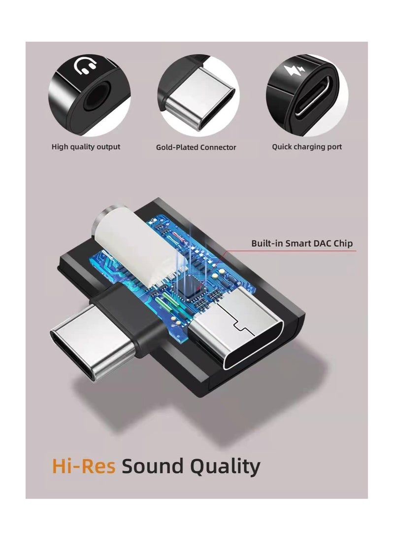 Digipace - USB C to 3 5mm Headphone and Charger Adapter 2 in 1 USB C to 3 5mm Aux Headphone Jack with 60w Pd Fast Charging Dongle Compatible - Image 1