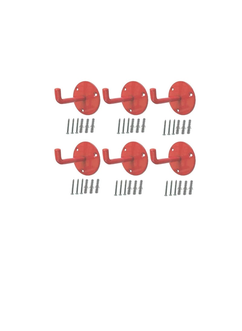 6 pieces Fire Extinguisher Hook Mount Extinguisher Bracket Wall Hanging Clip Red Color  - Image 1