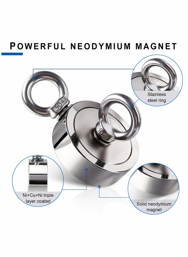 SOLARAE Neodymium Eyebolt Magnets with Nickel Coating and Rope - Strong Magnetic Hold for Various Applications - Image 2