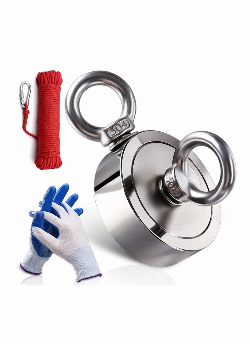 SOLARAE Neodymium Eyebolt Magnets with Nickel Coating and Rope - Strong Magnetic Hold for Various Applications - Image 1