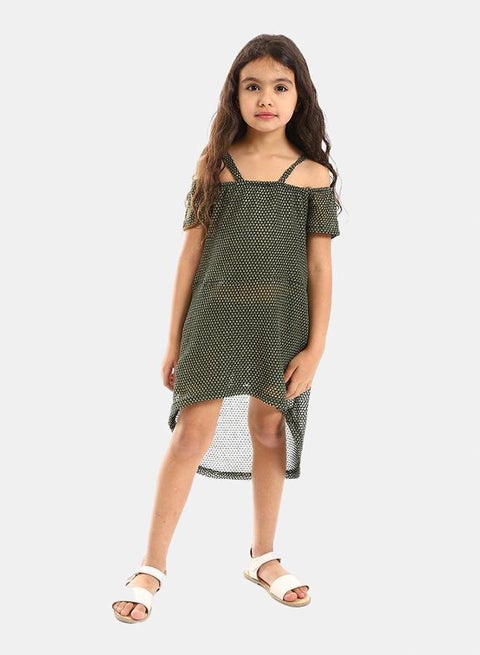 Kady Girls Off Shoulders Slip On Dress, olive, 10 EU- Regular