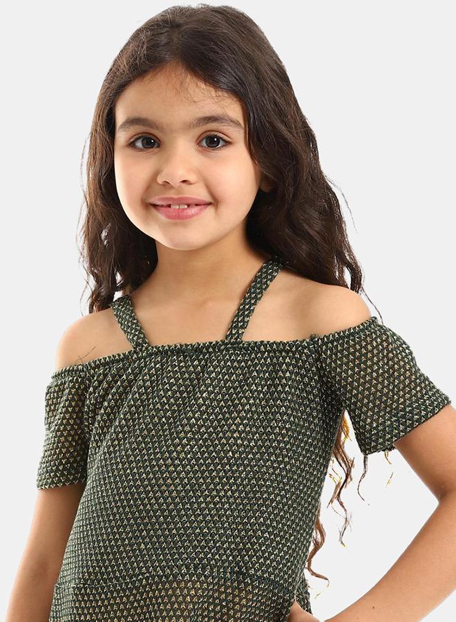Kady Girls Off Shoulders Slip On Dress, olive, 10 EU- Regular - Image 4