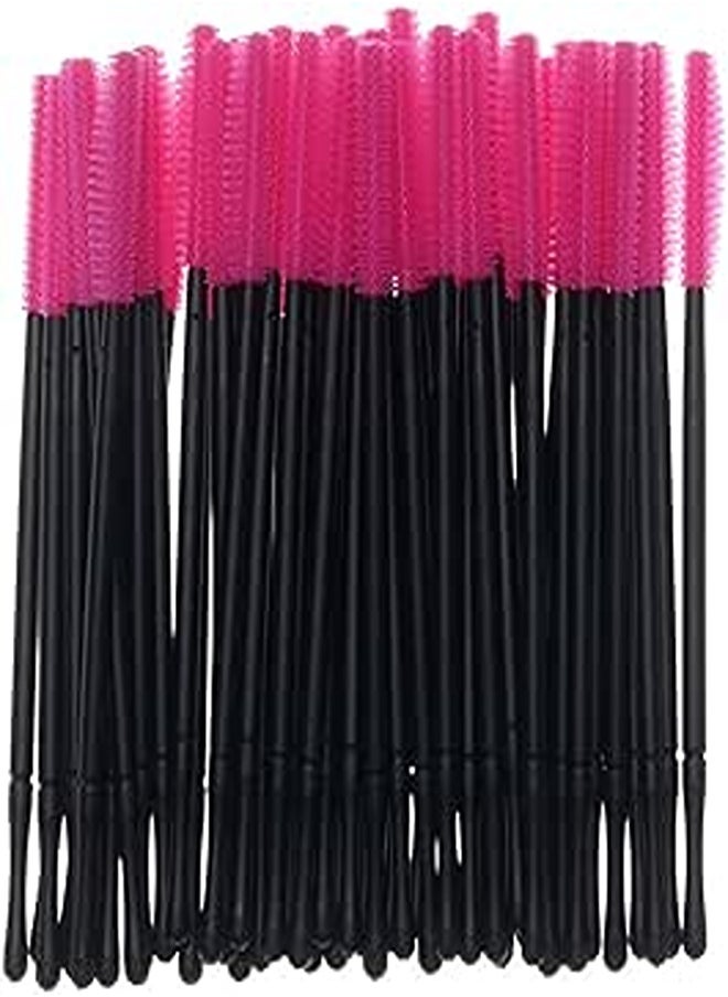 DAZAIGE DAZAIGE 50 Pack Silicone Eyelash Brush Disposable Silicone Mascara Brushes Head with PP Handle Soft Eyelash Extension Wand Applicator Portable Makeup Eyebrow Eye Lash Brush(Rose Red, Knife Shape) 