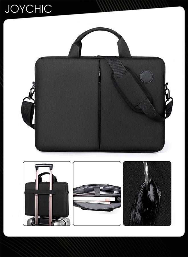 NIBEMINENT 360° Protective Laptop Netbook Messenger Shoulder Bag with Adjustable Straps Durable Wear-resistant Briefcase for Men Women School Work Travel Black  - Image 1