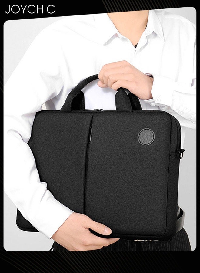 NIBEMINENT 360° Protective Laptop Netbook Messenger Shoulder Bag with Adjustable Straps Durable Wear-resistant Briefcase for Men Women School Work Travel Black  - Image 2