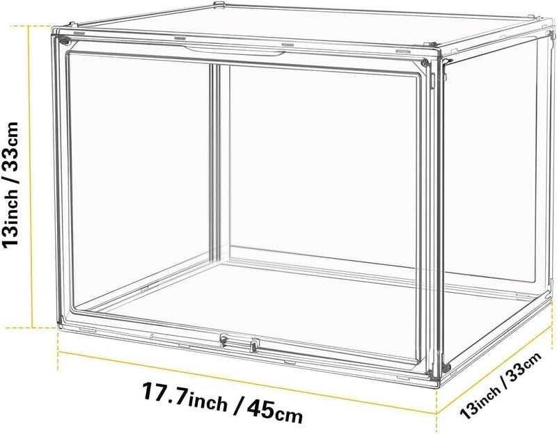 GUDEMAY Large Clear Stackable Plastic Storage Bins with Door, Dustproof Figures Collectibles Display Case, Football & Motorcycle Helmet Showcase, Basketball, Memorabilia Organizer Box (XL, Count, 1) - Image 2