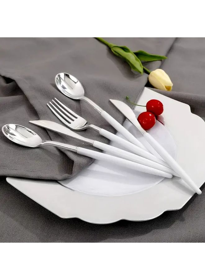 10pcs Heavy Duty Plastic Knife Set White Handle Detachable Silvery Reusable - Image 1