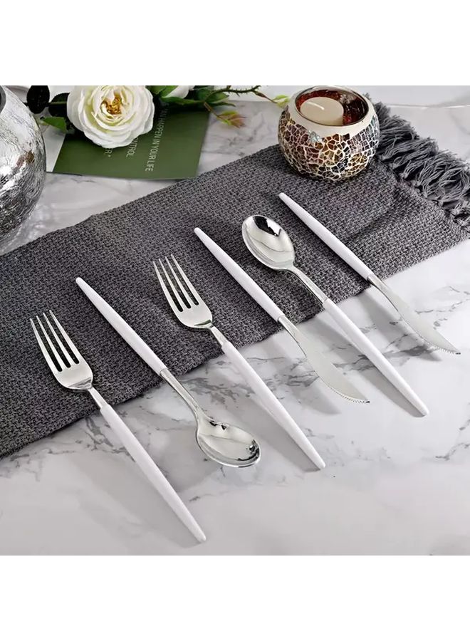 10pcs Heavy Duty Plastic Knife Set White Handle Detachable Silvery Reusable - Image 5