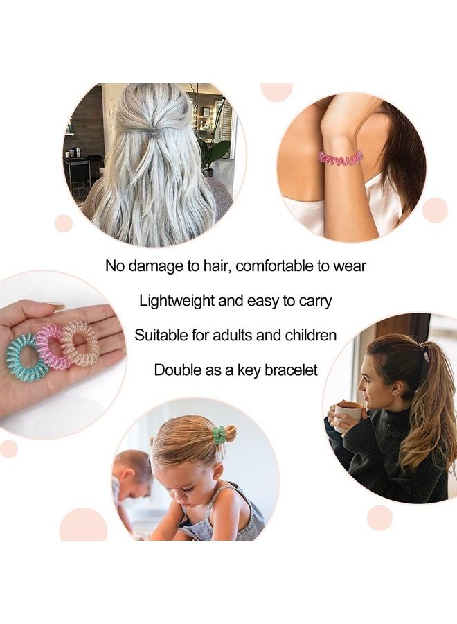 JessLab Spiral Hair Ties, 20 Pcs Traceless Phone Cord Hair Ties No Crease Spiral Bracelet Plastic Coil Ponytail Holders No-Damage Headband Hair Accessory for Girls Women Ladies Gift (Steel Beaded)  - Image 5