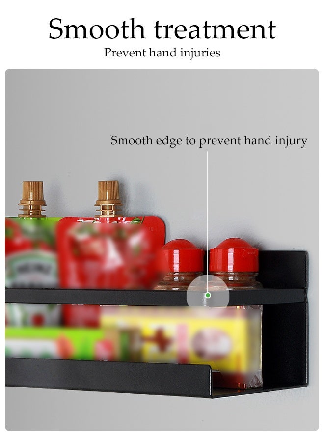 DUNISO 2pcs Magnetic Spice Rack Wall Mounted Kitchen Spice Hanging Storage Shelves with Hooks Seasoning Organizer Storage Stand Spice Racks Multi-Purpose Suitable for Kitchens,Restaurants and Bars 40cm - Image 5