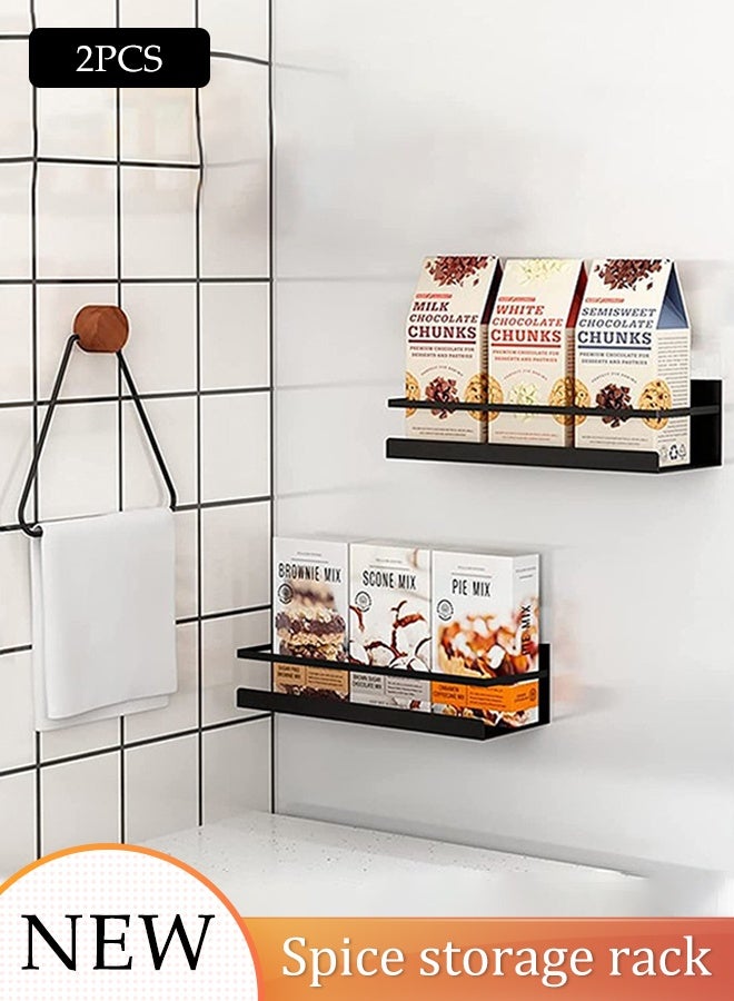 DUNISO 2pcs Magnetic Spice Rack Wall Mounted Kitchen Spice Hanging Storage Shelves with Hooks Seasoning Organizer Storage Stand Spice Racks Multi-Purpose Suitable for Kitchens,Restaurants and Bars 40cm - Image 1