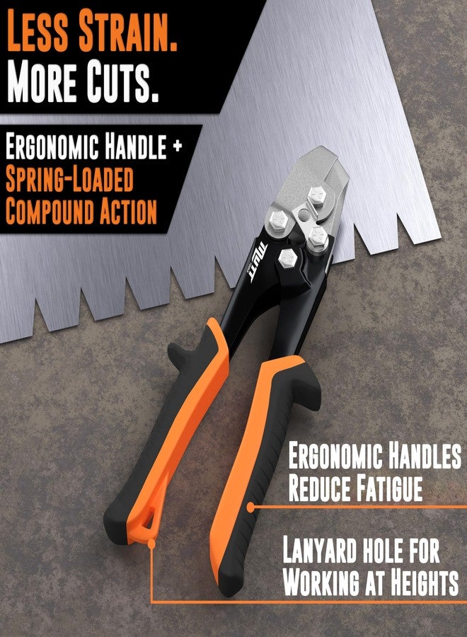 AMERICAN MUTT TOOLS أداة قطع الصفائح المعدنية بزاوية 30 درجة من Mutt Tools لأنظمة التدفئة والتهوية وتكييف الهواء - أداة قطع احترافية على شكل حرف V بتصميم زنبركي - قاطع زوايا عالي التحمل لأعمال مجاري الهواء - أداة فولاذية دقيقة مزودة بقفل أمان - Image 4