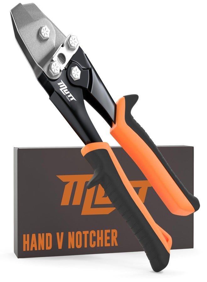 AMERICAN MUTT TOOLS أداة قطع الصفائح المعدنية بزاوية 30 درجة من Mutt Tools لأنظمة التدفئة والتهوية وتكييف الهواء - أداة قطع احترافية على شكل حرف V بتصميم زنبركي - قاطع زوايا عالي التحمل لأعمال مجاري الهواء - أداة فولاذية دقيقة مزودة بقفل أمان - Image 1