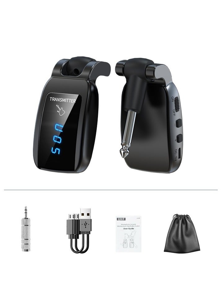 Generic Pick Up Wireless Guitar System Rechargeable Guitar Transmitter Receiver Set Electric Guitar Bass Pick Up (Black) - Image 1
