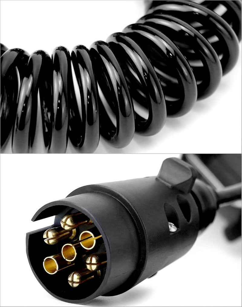 QWORK 3M 7 Pin Trailer Light Board Extension Lead Coiled Cable with Male to Female Towing Adapter Plug Socket for Car Caravan Truck - Image 5