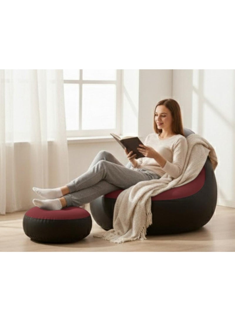 Spaceshoop Inflatable Recliner Sofa for Ultimate Relaxation Chair Footstool with Household Air Pump - Image 5