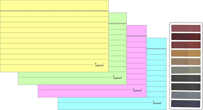 Imprint Index Cards 4x6 Ruled, Assorted Pastel Colored, 100 Sheets with 1 Pack of 200 Book Tabs - Image 1