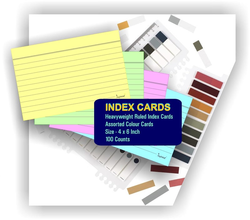 Imprint Index Cards 4x6 Ruled, Assorted Pastel Colored, 100 Sheets with 1 Pack of 200 Book Tabs - Image 4