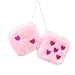 Lutoku Rose Red Heart Embroidered Pink Fuzzy Plush Dice 3Inch Decorative Car Mirror Hanging Ornaments Soft Foam Easy Install Great Gift Idea Baby PinkRose - Image 2