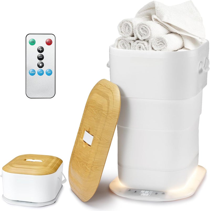 Uoxfill سخان مناشف قابل للطي للحمام - 27 لتر سخانات مناشف فاخرة مع إعداد الوقت، إيقاف تلقائي، يناسب حتى اثنين من المناشف الكبيرة 40"X70"، أردية الحمام، البطانيات. - Image 1