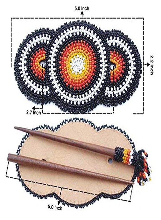 La vivia Handmade Beaded Indian Jewelery Hair barrette for Women's,Native American Style Seed Beaded Hair Band,One of a kind fashion Jewelery for women. - Image 2