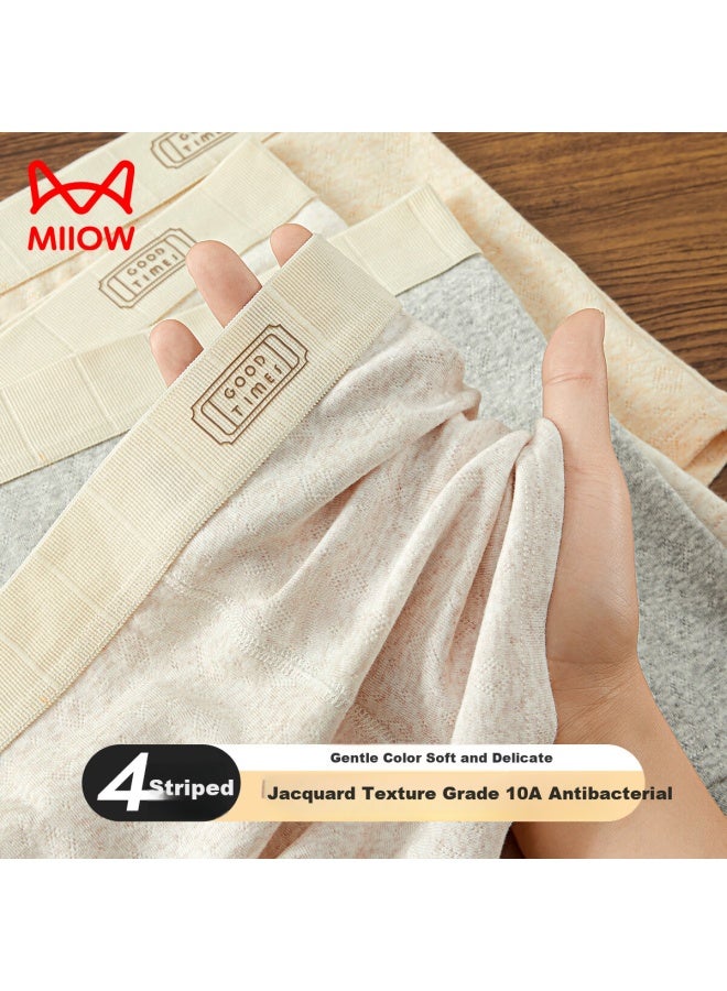 Miiow Men's Underwear Pure Cotton Boxer Briefs With Mulberry Silk Crotch Antibacterial 10a Combed Cotton 4-pack - Image 2