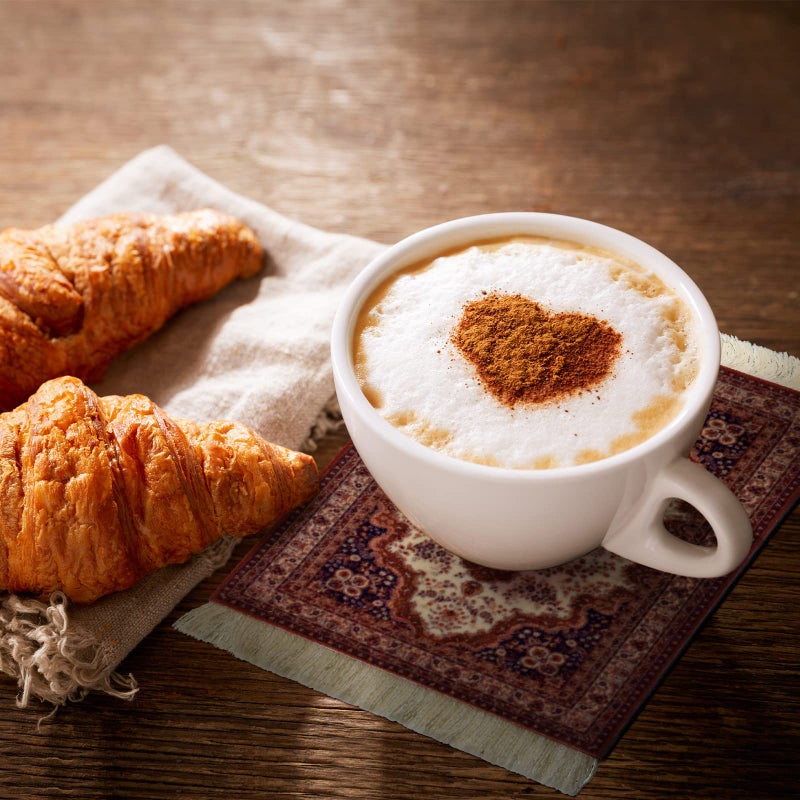 Tatuo 4 Pieces Rug Table Coasters Table Drink Holders Oriental Design Fabric Carpet Drink Mats Oriental Design Fabric Elegant Carpets Kitchen and Bar Mats for Home Office(Square,Classic Pattern) - Image 5