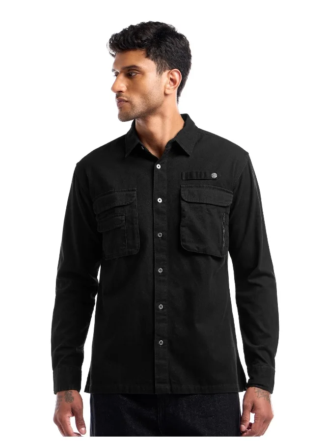 Beyoung Black Utility Pockets Shirt for Men