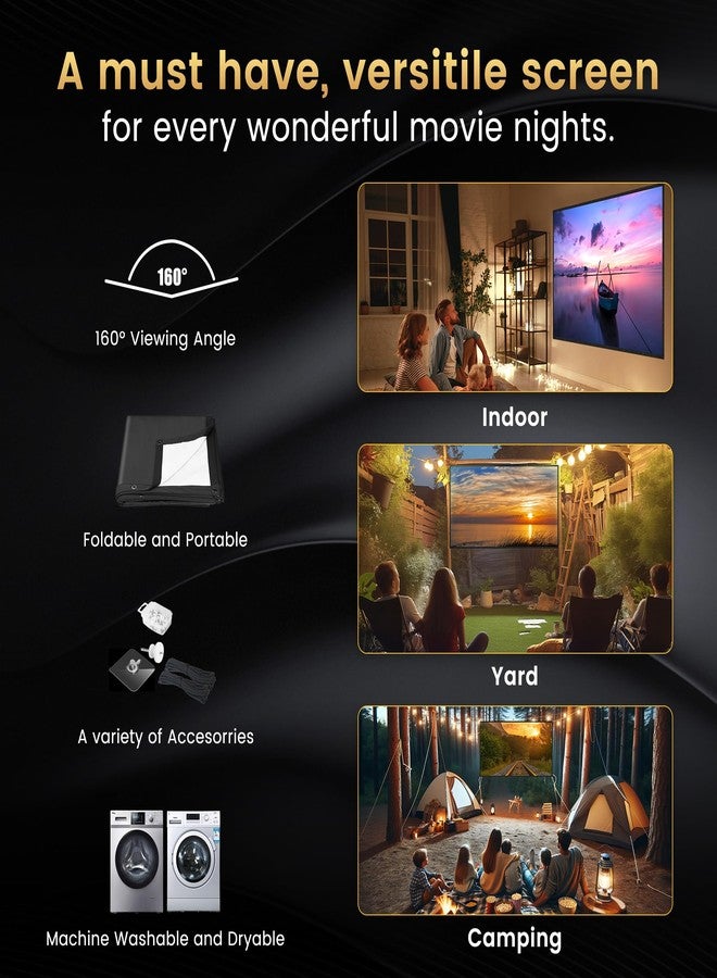 Iolieo 2024 Upgraded Portable Projector Screen - Black Backing,150-T Straight Edges, Foldable, Washable and Wrinkle-Free - for Indoor Home Theater and Outdoor Cinema -150 inch White 16:9 by IOLIEO - Image 4