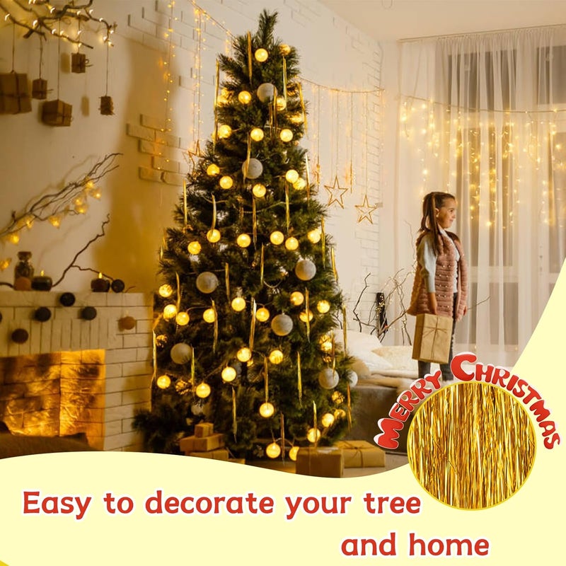 Gloreyan 10000 Strands Christmas Tinsel Icicles Golden Metallic Tinsel Foil Fringe Icicles Christmas Tree Tinsel Decoration for Christmas Birthday Wedding Party Hanging Decoration - Image 4