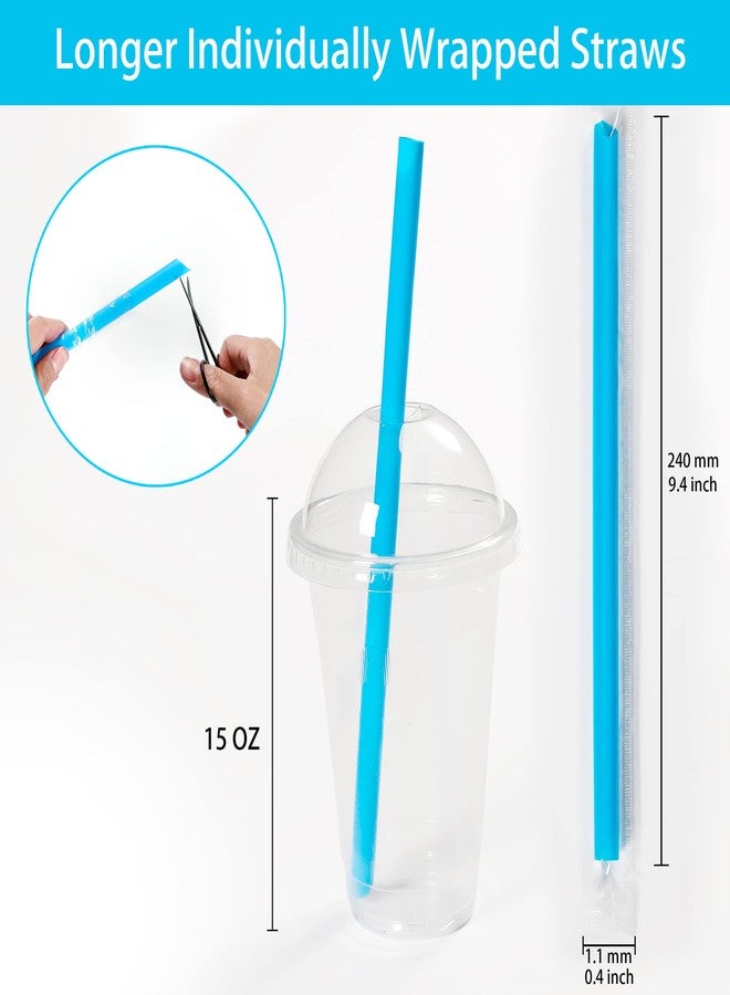 CVNDKN 100 Pcs Individually Packaged Pointed Jumbo Smoothie Straws,Disposable Individually Wrapped Plastic Lengthen Milkshake Boba Straw (0.43" Diameter and 9.45" long) (Colorful) - Image 2