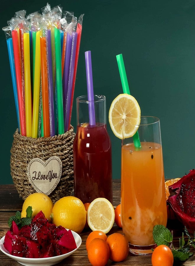 CVNDKN 100 Pcs Individually Packaged Pointed Jumbo Smoothie Straws,Disposable Individually Wrapped Plastic Lengthen Milkshake Boba Straw (0.43" Diameter and 9.45" long) (Colorful) - Image 5
