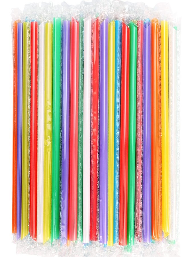 CVNDKN 100 Pcs Individually Packaged Pointed Jumbo Smoothie Straws,Disposable Individually Wrapped Plastic Lengthen Milkshake Boba Straw (0.43" Diameter and 9.45" long) (Colorful) - Image 1