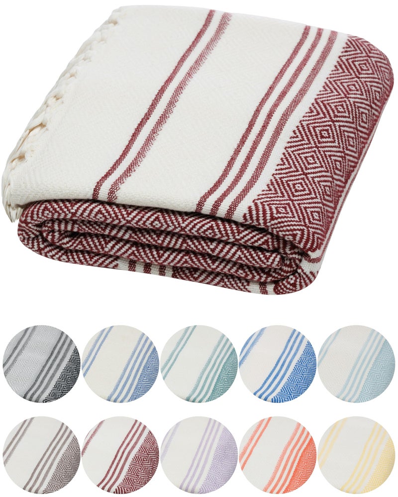 DEMMEX DEMMEX Organic Diamond Turkish Bath  Beach Towel  100 OekoTEX Certified Turkish Cotton UltraSoft QuickDry Lightweight Compact  Oversized Luxury Peshtemal Towel Prewashed 71x36 Bordeaux