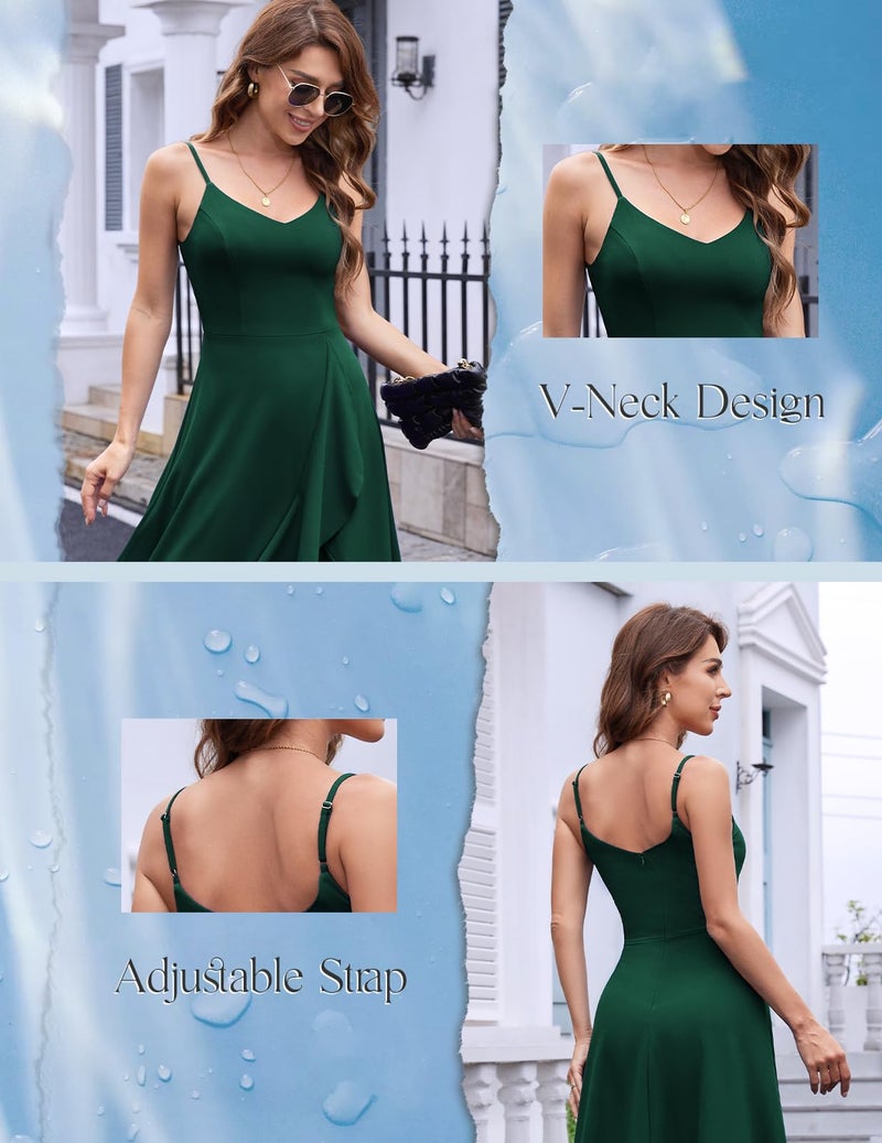 DRESSTELLS Woman's Cocktail Dress, Formal Wedding Guest Mother Bride Aline Fit Flare Vintage Tea Party Evening Prom Midi Dresses DarkGreen M - Image 2