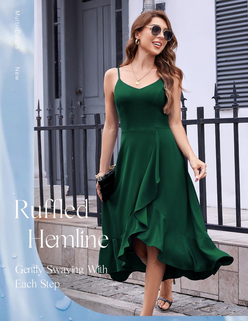 DRESSTELLS Woman's Cocktail Dress, Formal Wedding Guest Mother Bride Aline Fit Flare Vintage Tea Party Evening Prom Midi Dresses DarkGreen M - Image 3