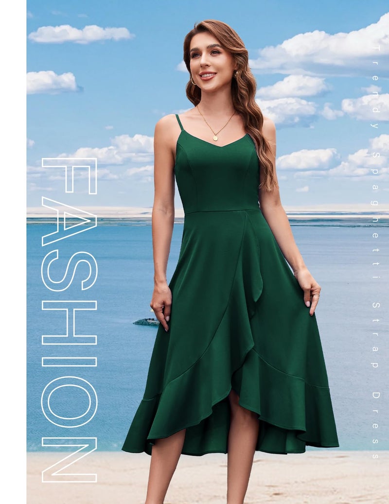 DRESSTELLS Woman's Cocktail Dress, Formal Wedding Guest Mother Bride Aline Fit Flare Vintage Tea Party Evening Prom Midi Dresses DarkGreen M - Image 4