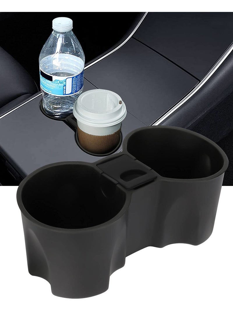 KASTWAVE Center Console Cup Holder for Tesla Model 3 / Model Y 2021 2022, Silicone Center Console Slot Slip Limit Clip Cup Holder Insert for Car Accessories Bottle Coffee Mug - Image 1