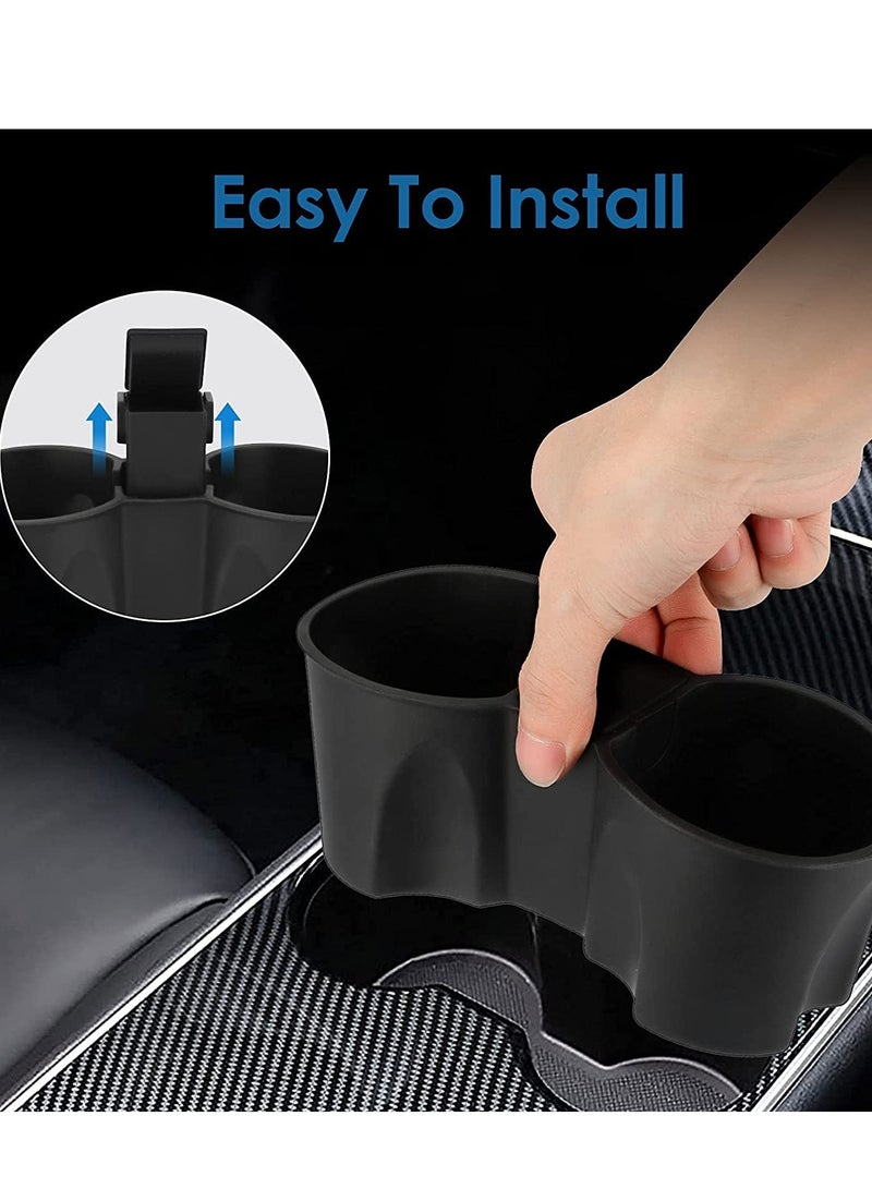 KASTWAVE Center Console Cup Holder for Tesla Model 3 / Model Y 2021 2022, Silicone Center Console Slot Slip Limit Clip Cup Holder Insert for Car Accessories Bottle Coffee Mug - Image 2