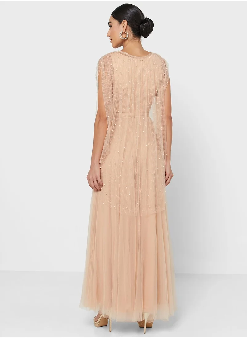 minutiae Cape Detail Tulle Dress