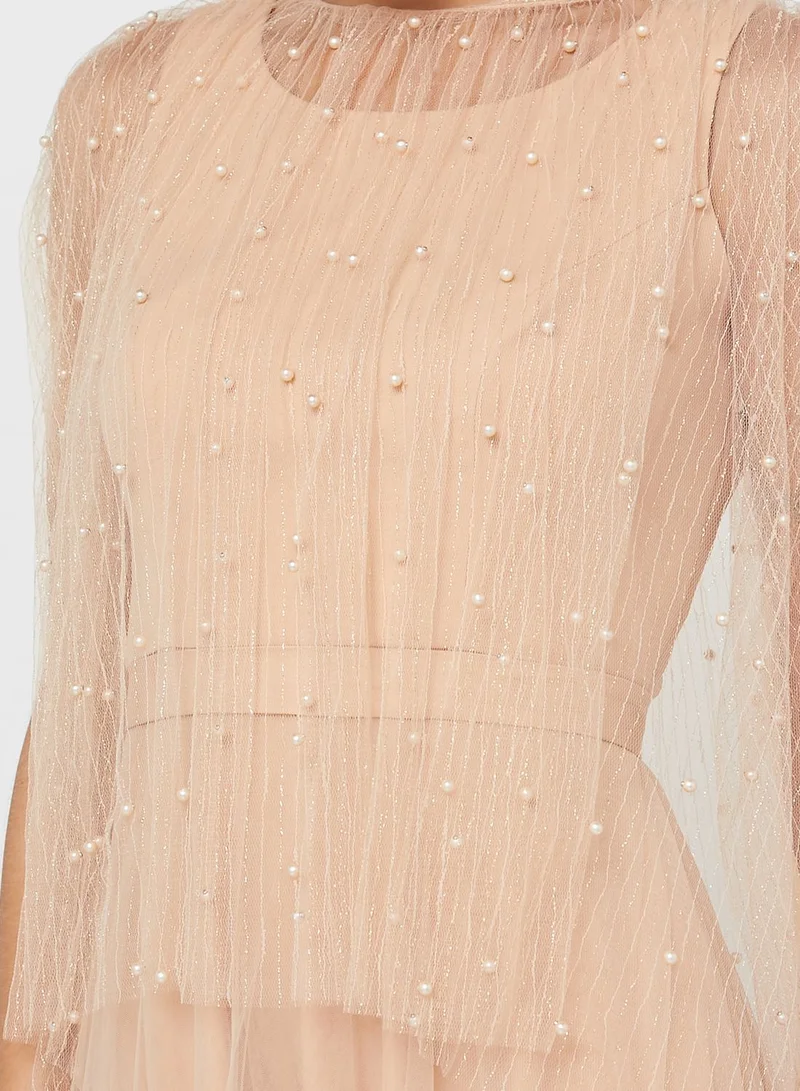 minutiae Cape Detail Tulle Dress
