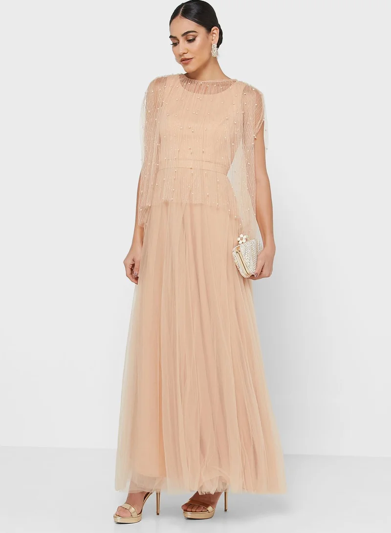 minutiae Cape Detail Tulle Dress